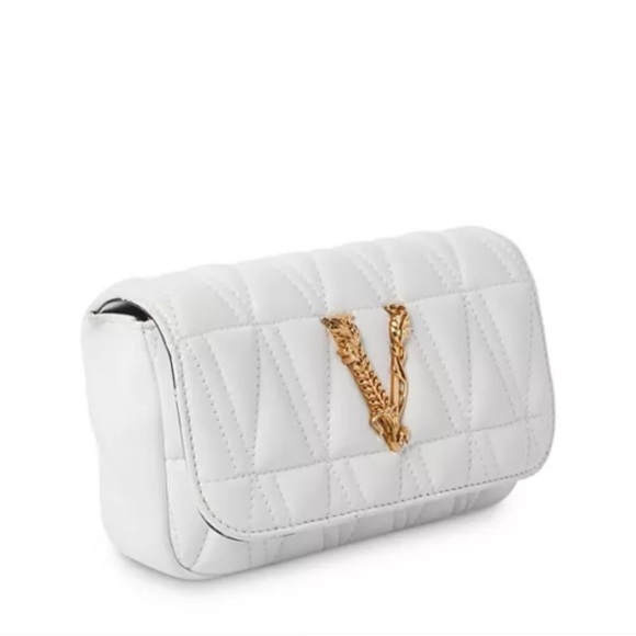 NWT Authentic VERSACE Virtus Quilted Medallion Shoulder Bag White BRAND NEW!!! - Picture 12 of 17